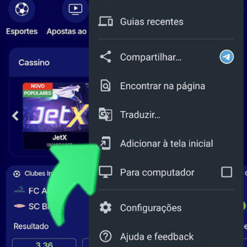 Selecione a opção 'Adicionar à tela inicial'