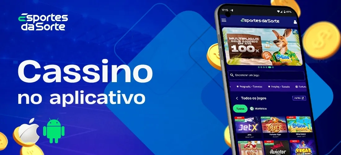 Vivência de cassino dentro do app Esporte da Sorte