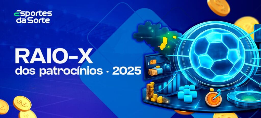 Infográfico mostrando a distribuição de patrocínios no futebol brasileiro em 2025.