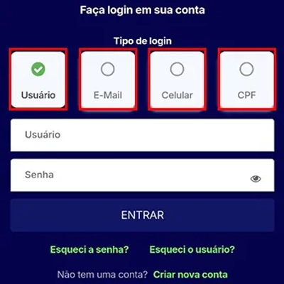 Identificador ao entrar na conta pessoal Esporte da Sorte