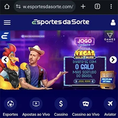 Página inicial do site do casino online esporte da sorte